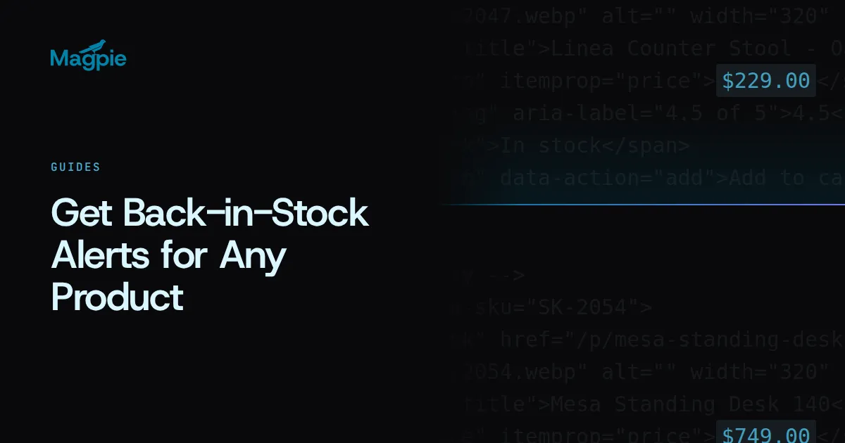 Magpie title card: Get Back-in-Stock Alerts for Any Product