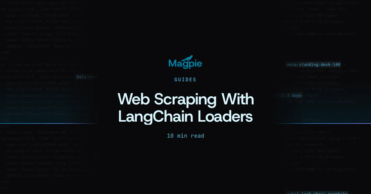 Magpie title card: Web Scraping With LangChain Loaders