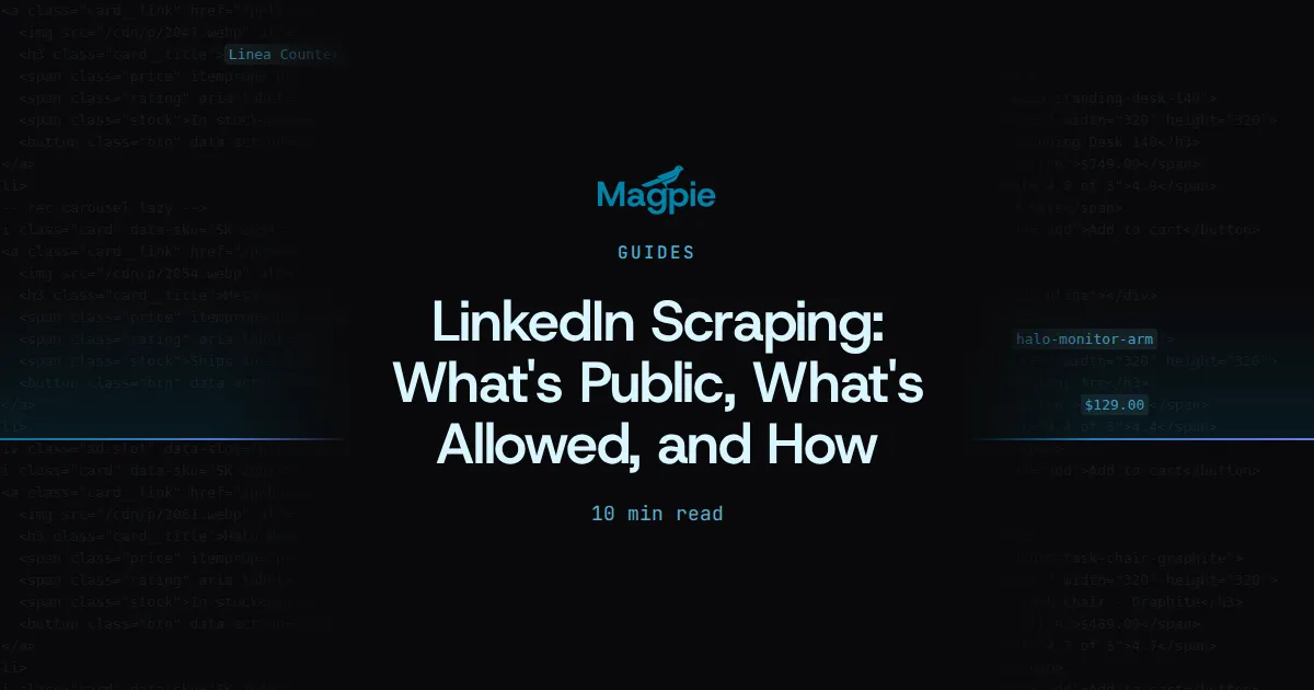 Magpie title card: LinkedIn Scraping: What's Public, What's Allowed, and How