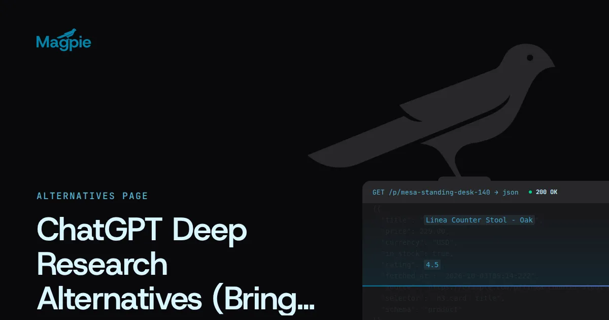 Magpie title card: ChatGPT Deep Research Alternatives (Bring Your Own Key)