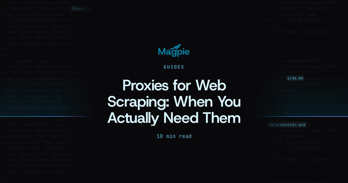 Magpie title card: Proxies for Web Scraping: When You Actually Need Them