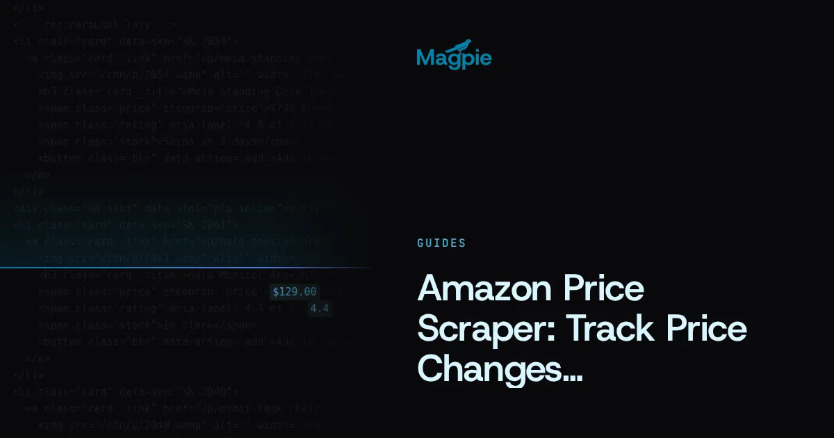 Magpie title card: Amazon Price Scraper: Track Price Changes Automatically